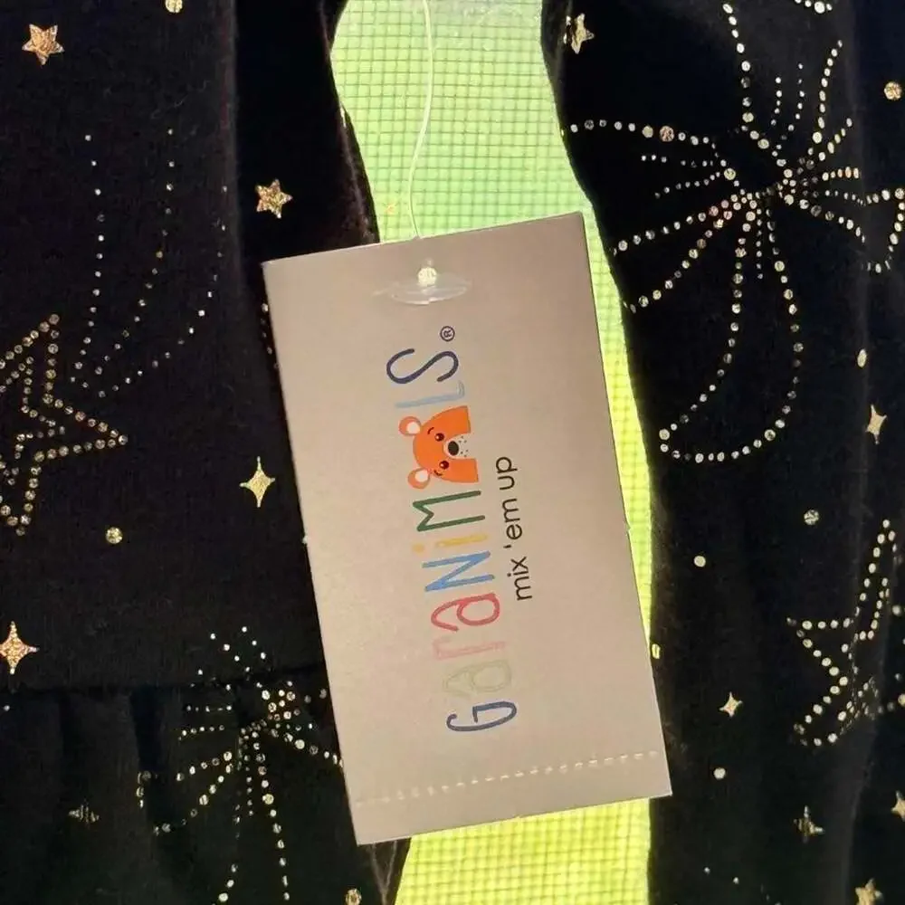 Garanimals LS Knit Cuff Dress Black Soot Stars and Bows